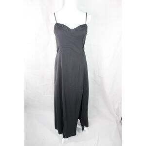 Abercrombie & Fitch satin maxi dress black slit sweetheart cami Medium Tall